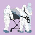 Doctors in protective overalls.Vector image of a group of people.
